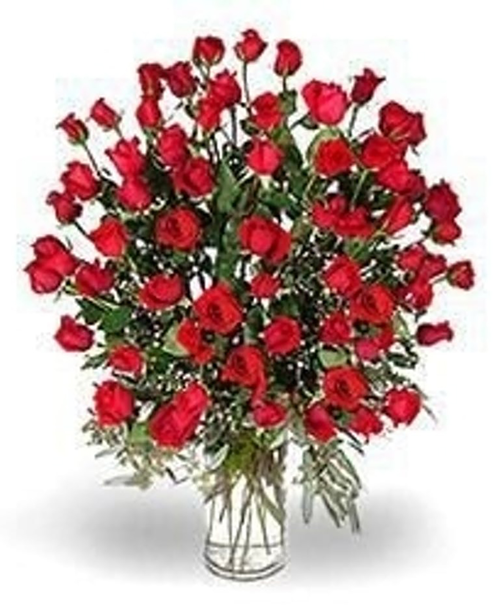 36 Red Roses 60 Red Roses-Premium 36 Beautiful Ecuadorian red roses arranged in a glass vase with assorted greenery & filler.
DELIVERY: Every order is hand-delivered direct to the recipient. These items will be delivered by us locally, or a qualified retail local florist.