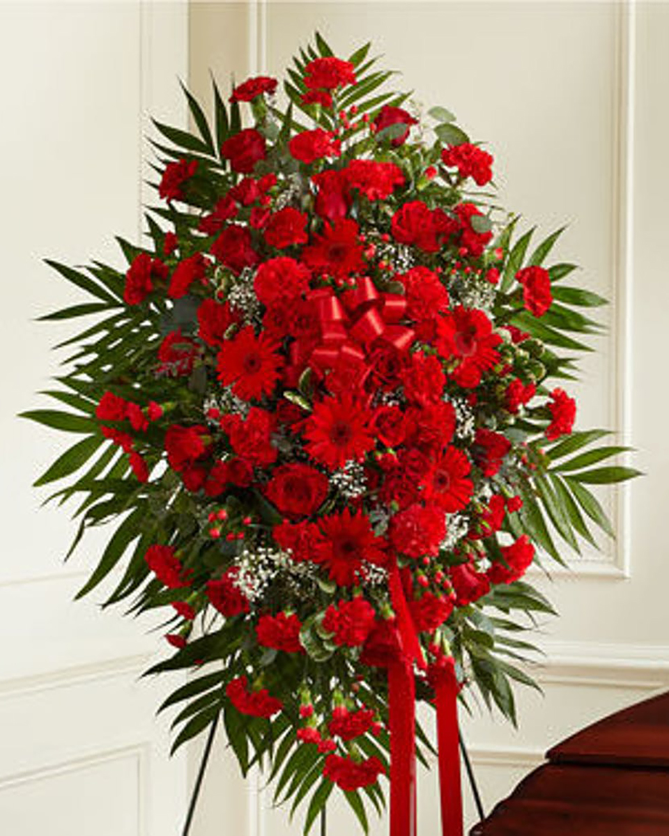 Earl of Red Standard Red Carnations,Red Gerberas, and Red Roses are put together in this interesting use of one color, red.
DELIVERY: Every order is hand-delivered direct to the recipient. These items will be delivered by us locally, or a qualified retail local florist.