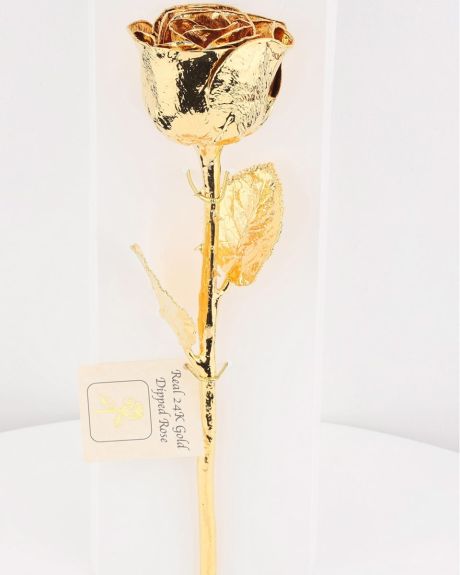 The golden Rose-This product contains a real rose that is totally covered, from bottom of the stem to the rose flower on top,  in 24 k gold-24K Gold Roses