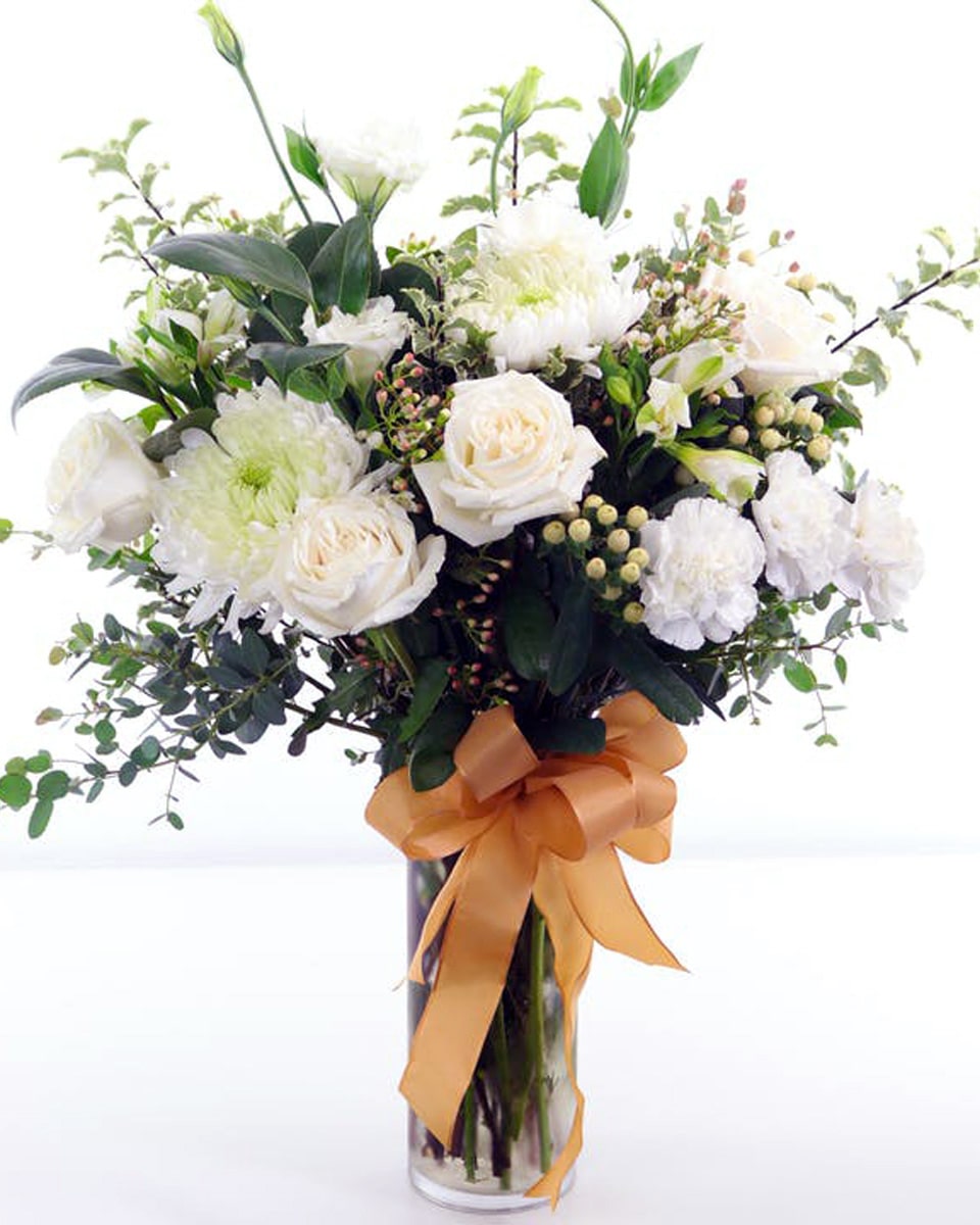 Cali White Standard This lush arrangement features loads of premium flowers and tons of texture.
DELIVERY: Every order is hand-delivered direct to the recipient. These items will be delivered by us locally, or a qualified, retail, local florist.
 

