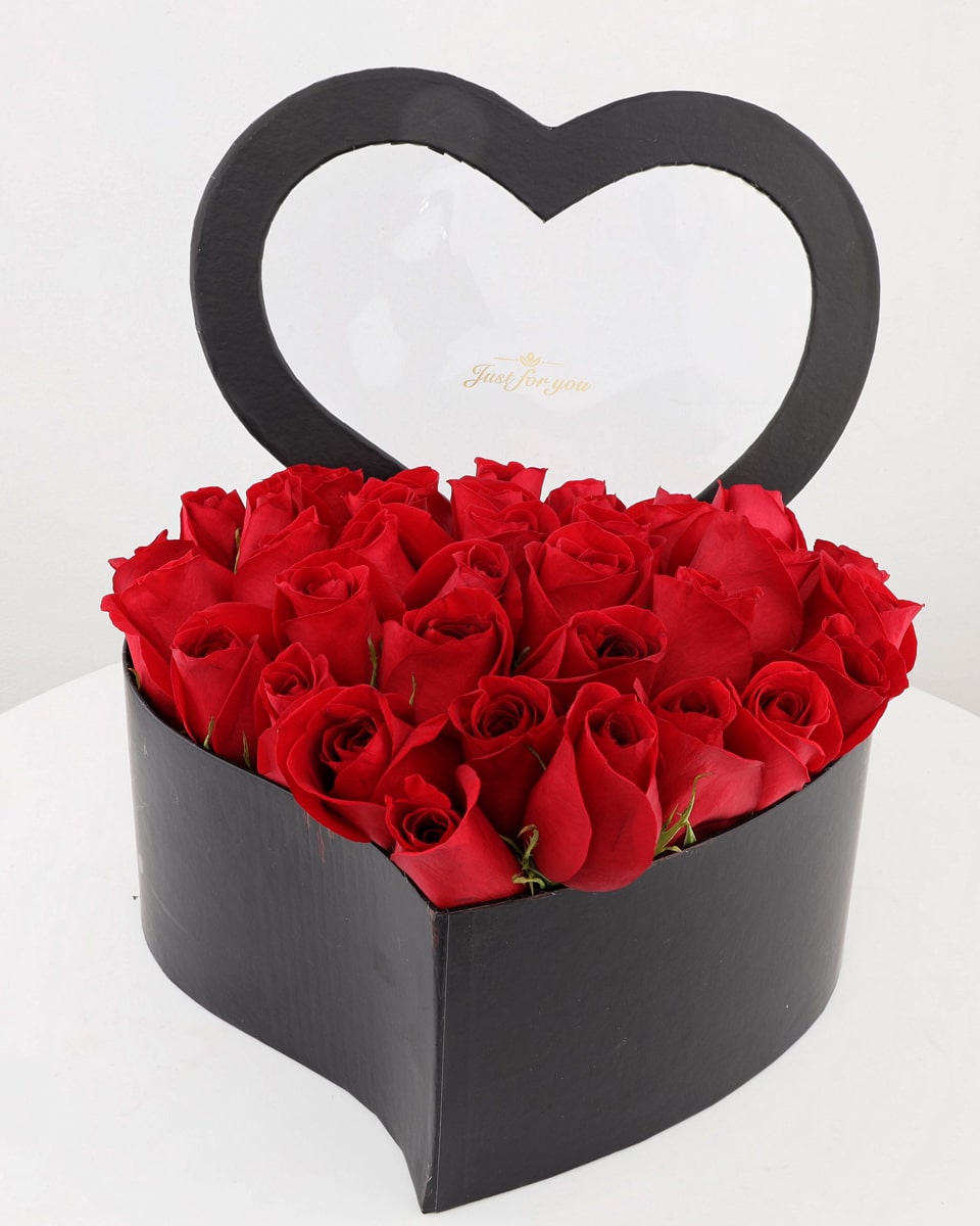 Noir Heart of Roses 36 Red Roses Stunning Red Roses are arranged in a Noir Heart Shaped Box.  The perfect gift for the one you love!!
 
Local florist only
DELIVERY: Every order is hand-delivered direct to the recipient. This item is only deliverable to local areas serviced by Allen’s Flower Market Stores. 
 