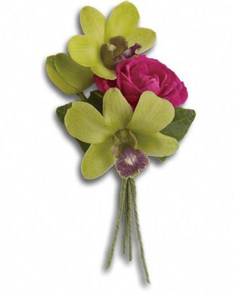 Green Dendrobium and Rose Boutonniere